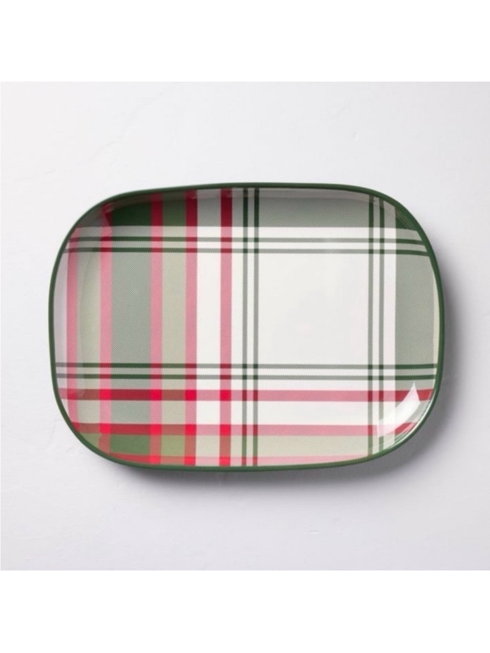Hearth & Hand 12"x17" Christmas Plaid Melamine Serving Platter Holiday Tray NEW